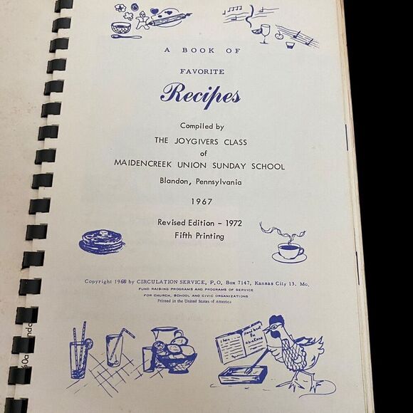 Vintage Cookbook Maidencreek Union Sunday School Blandon PA 1967 Revised 1972 - Picture 2 of 7